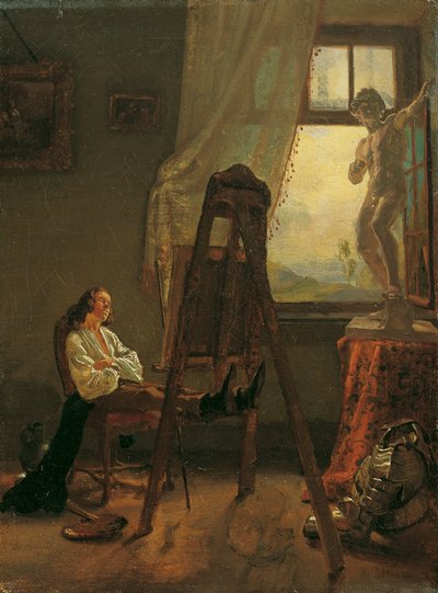 The Sleeping Painter in the Studio by Josef Danhauser