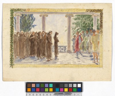 Design for the Oberon Cycle (Reverse: Two Child Studies for the Oberon Cycle) by Josef Engelhart