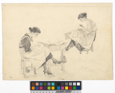Studies of Seamstresses by Josef Engelhart