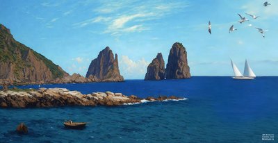 JJM Recreates Bierstadt-A: Rowing from the Rocks by Josef Johann Michel