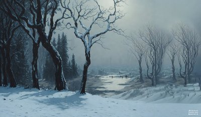 JJM Recreates Bierstadt-A: Winter in Yosemite (Skaters) by Josef Johann Michel