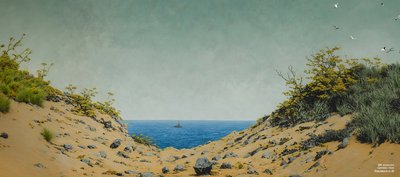 JJM Recreates Friedrich-C-D: View through a Shore Ravine (Panorama) by Josef Johann Michel