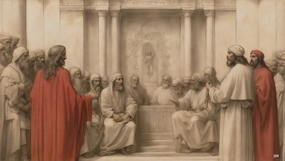 Jesus Accused Before the High Council of the Jews 01 by Josef Johann Michel