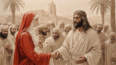 Jesus Saves the Adulteress from Stoning 01 by Josef Johann Michel