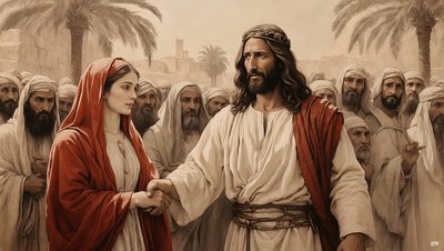 Jesus Saves the Adulteress from Stoning 02 by Josef Johann Michel