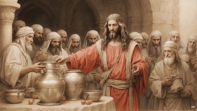 Jesus Says to the Servants - Fill the Water Jars - Wedding at Cana 01 by Josef Johann Michel
