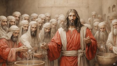 Jesus Says to the Servants - Fill the Water Jars - Wedding at Cana 03 by Josef Johann Michel