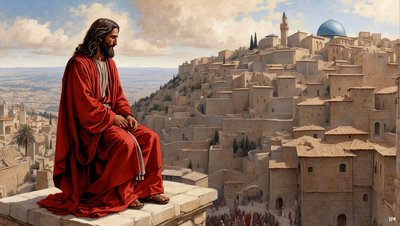 Jesus Taken to the Pinnacle of the Temple by the Devil - Throw Yourself Down 02 by Josef Johann Michel