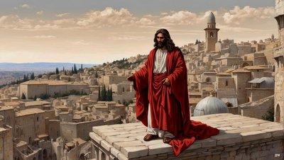 Jesus Taken to the Pinnacle of the Temple by the Devil - Throw Yourself Down 03 by Josef Johann Michel