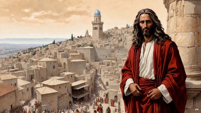 Jesus Taken to the Pinnacle of the Temple by the Devil - Throw Yourself Down 04 by Josef Johann Michel