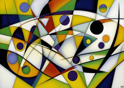 Abstract: On White-Circles+Swings 5 by Josef Johann Michel