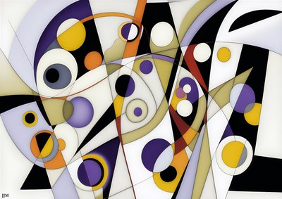 Abstract: On White-Circles+Swings 8 by Josef Johann Michel