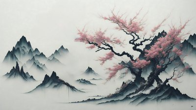 Cherry Blossom Trees Blooming by Josef Johann Michel