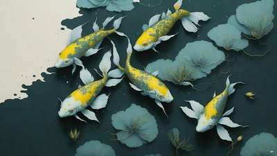 Koi Carp Fish Gold by Josef Johann Michel