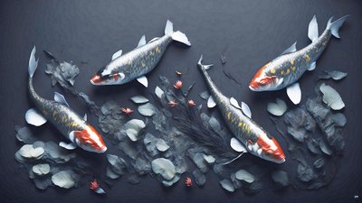 Koi Carp Fish Red by Josef Johann Michel