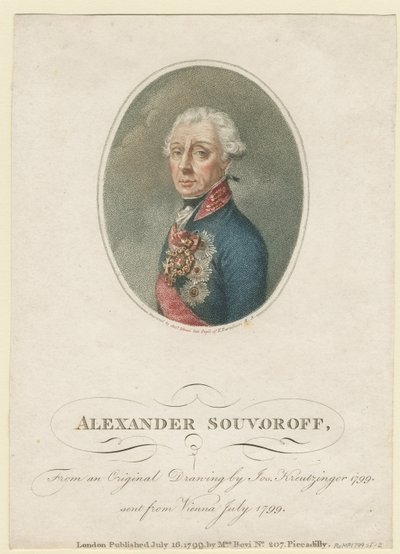 Portrait of Field Marshal Generalissimo Prince Alexander Suvorov by Josef Kreuzinger