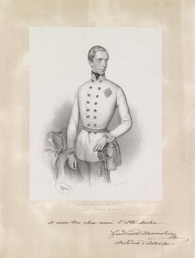 Portrait of the Young Archduke Ferdinand Maximilian in Uniform by Josef Kriehuber