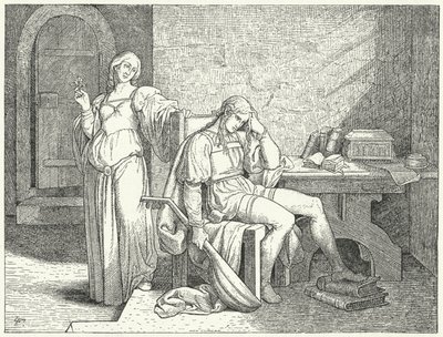Enzio of Sardinia, illegitimate son of the Holy Roman Emperor Frederick II, in the captivity of the Guelph Lombards by Josef Mathias (after) Trenkwald