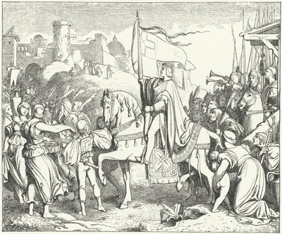 The Holy Roman Emperor Frederick II Entering Jerusalem, Sixth Crusade by Josef Mathias (after) Trenkwald