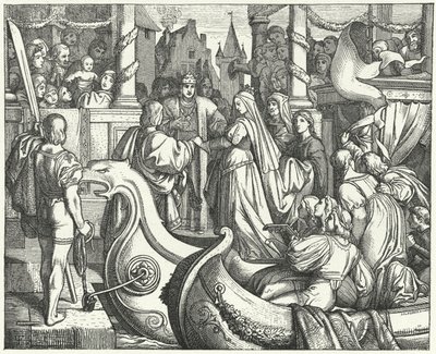 The Holy Roman Emperor Frederick II welcoming his bride, Isabella of England by Josef Mathias (after) Trenkwald