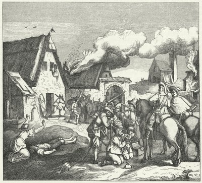Imperial troops looting and pillaging after the Battle of Nordlingen by Josef Mathias Trenkwald