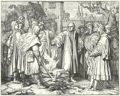 Martin Luther burning the papal bull in Wittenberg, 1520 by Josef Mathias Trenkwald