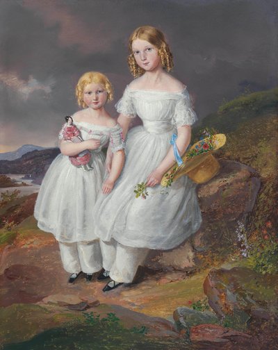 Portraits of Franziska Comtesse Kolowrat-Krakowsky and Seraphine Comtesse by Josef Mánes