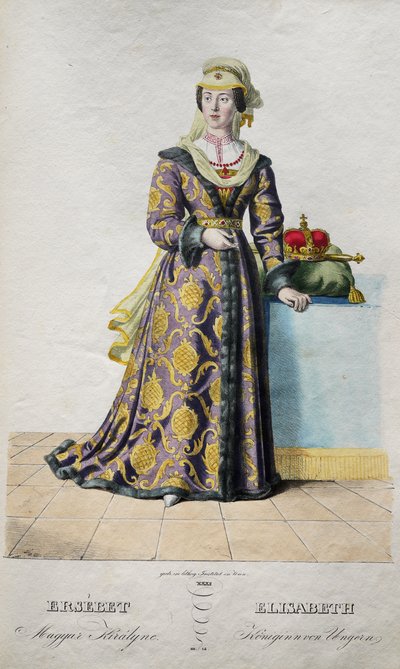 Elizabeth of Luxembourg 1409-1442, Queen of Bohemia, 1828 by Josef Nikolaus Kriehuber