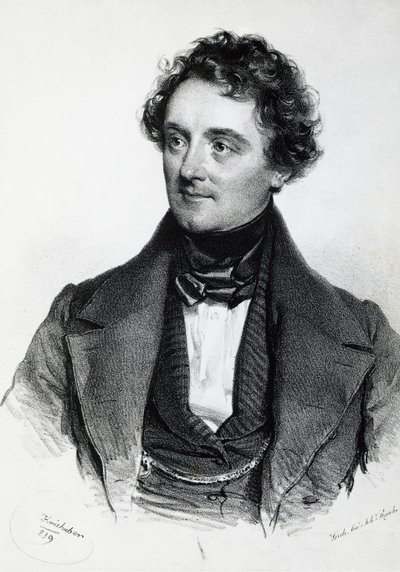 Portrait of Johann Nepomuk Eduard Ambrosius Nestroy by Josef Nikolaus Kriehuber