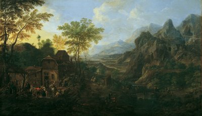 Ideal Landscape with Peasant Fair by Josef Orient