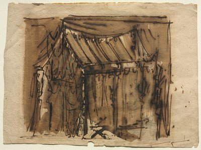 Tent (recto); Two Sketches (verso) by Josef Platzer