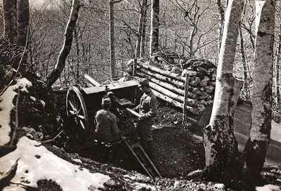 Soldiers with cannon (b/w photo) by Josef Zohles