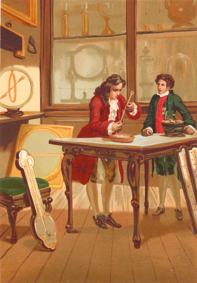 Rene Antoine Ferchault de Reaumur constructing the thermometer by Josep or Jose Planella Coromina