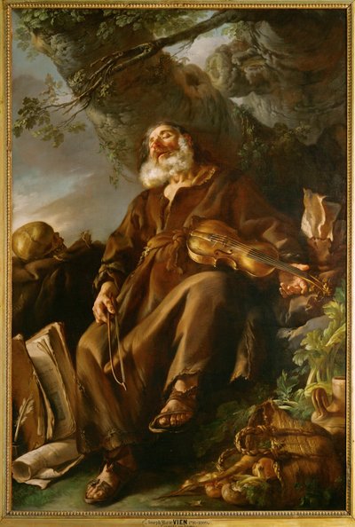 The Sleeping Hermit by Joseph-Marie the Elder Vien