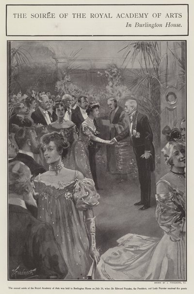 The soiree of the Royal Academy of Arts in Burlington House, London by Joseph (after) Finnemore