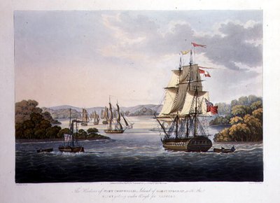 The Harbour of Port Cornwallis. Island of Great Andaman, with the Fleet Getting under Weigh for Rangoon, engraved by G. Hunt, pub. by Kingsbury & Co., London by Joseph (after) Moore
