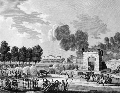 French revolution: Republican fete des victoires, fight of young students at the Champs de Mars in Paris on 21 October 1794. Engraving by Malapeau after Swebach - Desfontaines. Paris, Library of the Institute of History of Revolution by Joseph (after) Swebach Desfontaines