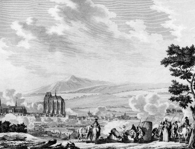 French revolution and arrival of the counter-revolutionary forces of the Austrian army: Bombardment of the city of Lille by Joseph (after) Swebach Desfontaines