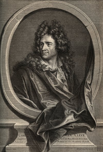 Portrait of Corneille Van Cleve French Sculptor (1645-1732) - Engraving by Poilly After the Painting by Joseph Vivien. by Joseph (after) Vivien