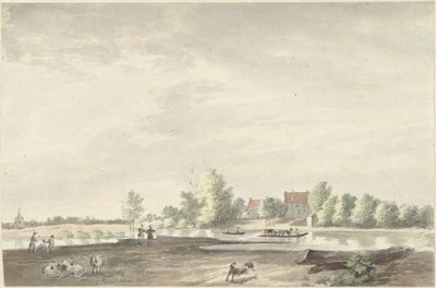 The Ferry House on the Lek Near Schoonhoven by Joseph Adolf Schmetterling