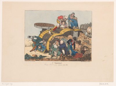 Tipped Hay Wagon with Passengers (Inconveniences series) by Joseph Ambroise Jobard