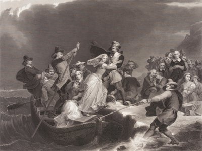 The Pilgrims Landing at Plymouth Rock in 1620 by Joseph Andrews