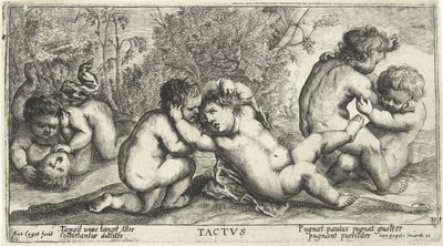 Three Pairs of Wrestling Naked Children (Tactvs) by Joseph Antoine Cochet