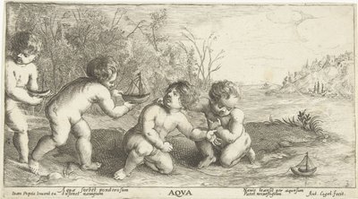 Children Playing with Boats by Joseph Antoine Cochet