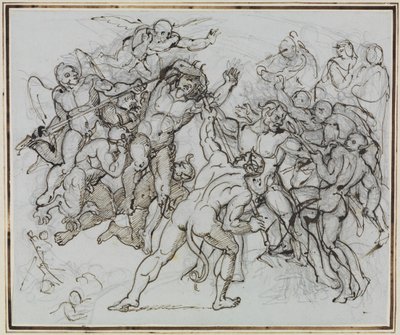 At the Pitch Lake of the Trickster Ciampolo of Navarra (Dante Inferno, Canto 22, V 34) by Joseph Anton Koch
