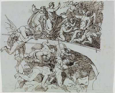 At the Pitch Lake of the Merchant, the Councilman of Lucca (Dante Inferno, Canto 21, V 34) by Joseph Anton Koch