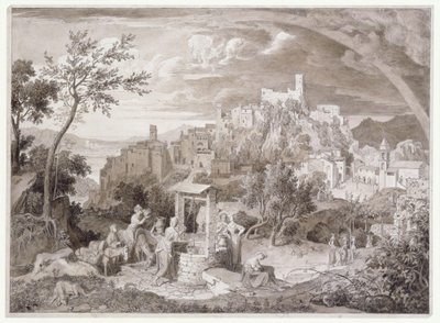 View of the City of Olevano (Province of Rome, Italy) with the Rainbow by Joseph Anton Koch