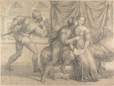 Paolo and Francesca, Surprised by Gianciotto Malatesta by Joseph Anton Koch