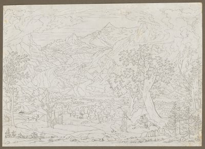 The Grindelwald Glacier with Hunter and Peasant Girl in Foreground by Joseph Anton Koch