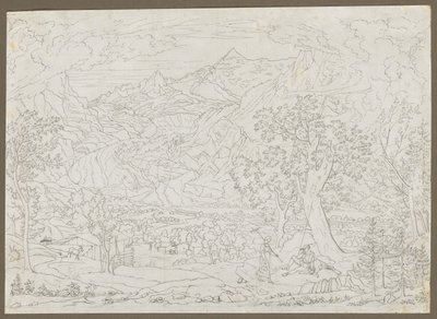 The Grindelwald Glacier with Hunter and Peasant Girl in Foreground, ca. 1823 by Joseph Anton Koch